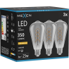 Mexen Vintis 3x Filament spiraallamp LED E27, ST64, 6W, Warm - 2200K, 350 lm, smoke - L162-E27-0622-70x03