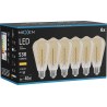 Mexen Vintis 6x LED-filamentglödlampa spiral E27, ST64, 6W, Varm - 2700K, 530 lm, amber - L162-E27-0627-50x06