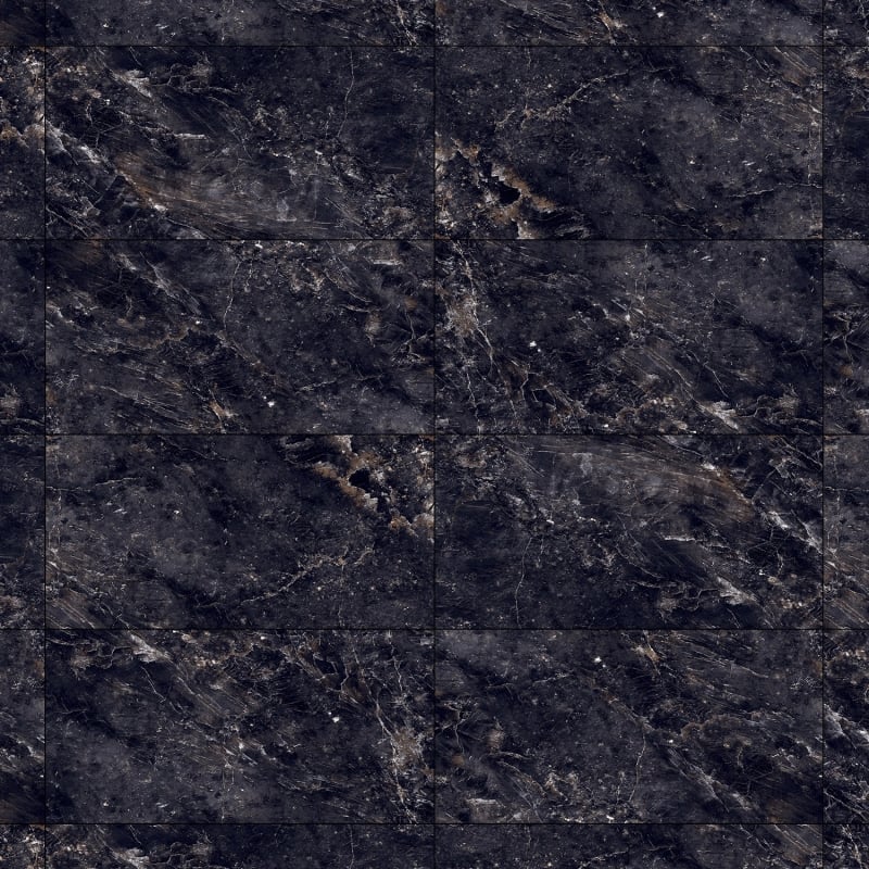 Mexen Rokocha Black Glazed Rectified Porcelain G1, Floor and Wall Tile 120 x 60 cm, High Gloss - TL205-120-060-01