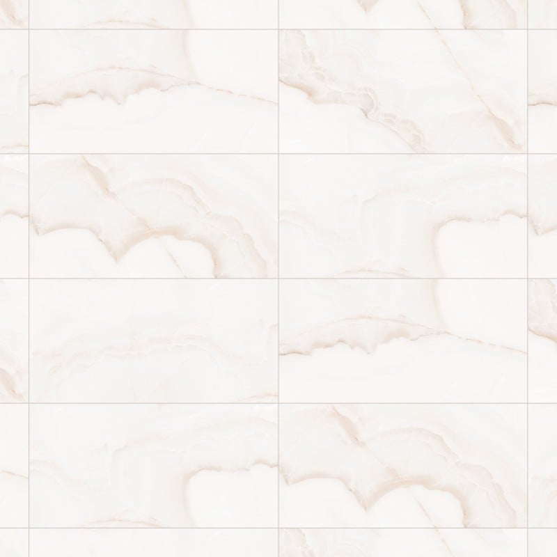 Mexen Onyx Wit geglazuurd gres gerectificeerd G1, vloer- en wandtegel 120 x 60 cm, glans - TL106-120-060-01