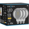 Mexen Vintis 3x LED žarnica filament E27, G125, 6W, Topla - 2700K, 510 lm, dimljena - L158-E27-0627-70x03