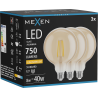 Mexen Vintis 3x żarówka filament LED E27, G125, 8W, Ciepła - 2200K, 750 lm, amber - L158-E27-0822-50x03