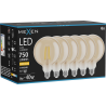 Mexen Vintis 6x Lampadina LED a filamento E27, G125, 8W, Calda - 2700K, 750 lm, ambra - L158-E27-0827-50x06