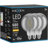 Mexen Vintis 3x LED Filament Beliicht E27, G125, 8W, Warm - 2700K, 680 lm, Smoke - L158-E27-0827-70x03