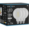 Mexen Vintis 3x Lampadina a filamento LED E27, G125, 8W, Neutro - 4000K, 1055 lm, trasparente - L158-E27-0840-00x03