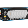 Mexen Vintis 10x Lampadina a filamento LED E27, G125, 10W, Calda - 2700K, 1320 lm, chiara - L158-E27-1027-00x10