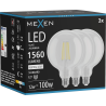 Mexen Vintis 3x Ampoule filament LED E27, G125, 12W, Neutre - 4000K, 1560 lm, claire - L158-E27-1240-00x03