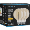 Mexen Vintis 3x LED-filamentlampa spiral E27, G125, 6W, Varm - 2200K, 530 lm, amber - L168-E27-0622-50x03