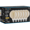 Mexen Vintis 6x LED filament glödlampa spiral E27, G125, 6W, Varm - 2200K, 530 lm, amber - L168-E27-0622-50x06