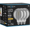 Mexen Vintis 3x Filament spiraal LED-lamp E27, G125, 8W, Warm - 2200K, 450 lm, rook - L168-E27-0822-70x03