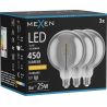 Mexen Vintis 3x Spuldze ar spirāles diegu LED E27, G125, 8W, Silts - 2200K, 450 lm, dūmains - L168-E27-0822-70x03