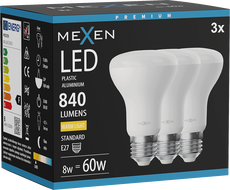 Mexen Nova 3x LED-lamp E27, R63, 8W, Soe - 3000K, 840 lm - L104-E27-0830-01x03