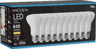 Mexen Nova 10x LED žarnica E27, R63, 8W, Topla - 3000K, 840 lm - L104-E27-0830-01x10