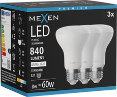 Mexen Nova 3x Ampoule LED E27, R63, 8W, Neutre - 4000K, 840 lm - L104-E27-0840-01x03
