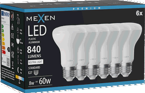 Mexen Nova 6x LED spuldze E27, R63, 8W, Neitrāla - 4000K, 840 lm - L104-E27-0840-01x06