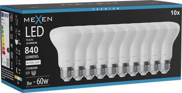 Mexen Nova 10x LED pirn E27, R63, 8W, Neutraalne - 4000K, 840 lm - L104-E27-0840-01x10