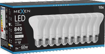 Mexen Nova 10x LED spuldze E27, R63, 8W, Neitrāla - 4000K, 840 lm - L104-E27-0840-01x10
