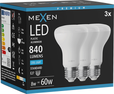 Mexen Nova 3x Ampoule LED E27, R63, 8W, Froid - 6500K, 840 lm - L104-E27-0865-01x03