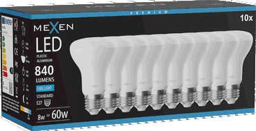 Mexen Nova 10x LED spuldze E27, R63, 8W, Auksts - 6500K, 840 lm - L104-E27-0865-01x10