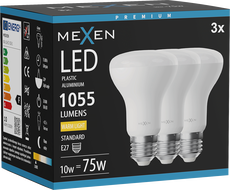 Mexen Nova 3x LED-pirn E27, R63, 10W, Soe - 3000K, 1055 lm - L104-E27-1030-01x03