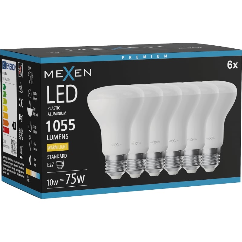 Mexen Nova 6x żarówka LED E27, R63, 10W, Ciepła - 3000K, 1055 lm - L104-E27-1030-01x06