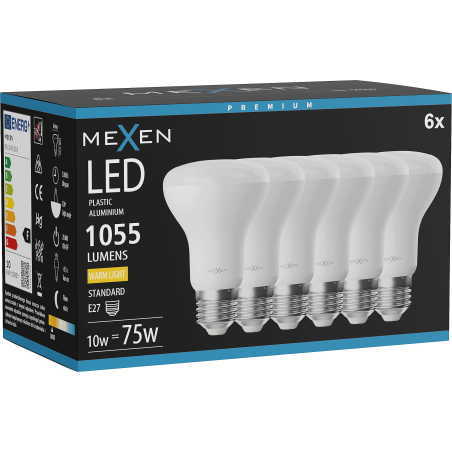 Mexen Nova 6x żarówka LED E27, R63, 10W, Ciepła - 3000K, 1055 lm - L104-E27-1030-01x06