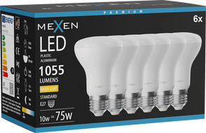 Mexen Nova 6x LED Bulb E27, R63, 10W, Warm - 3000K, 1055 lm - L104-E27-1030-01x06