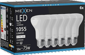 Mexen Nova 6x LED-lamppu E27, R63, 10W, Neutraali - 4000K, 1055 lm - L104-E27-1040-01x06