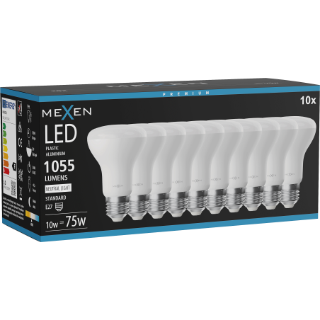 Mexen Nova 10x Λάμπα LED E27, R63, 10W, Ουδέτερη - 4000K, 1055 lm - L104-E27-1040-01x10