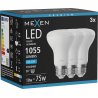 Mexen Nova 3x LED-lamppu E27, R63, 10W, Kylmä - 6500K, 1055 lm - L104-E27-1065-01x03