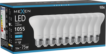 Mexen Nova 10x LED-lamp E27, R63, 10W, Külm - 6500K, 1055 lm - L104-E27-1065-01x10