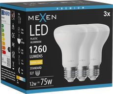 Mexen Nova 3x LED-lamp E27, R63, 12W, Soe - 3000K, 1260 lm - L104-E27-1230-01x03