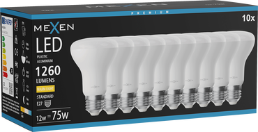 Mexen Nova 10x Ampoule LED E27, R63, 12W, Chaude - 3000K, 1260 lm - L104-E27-1230-01x10