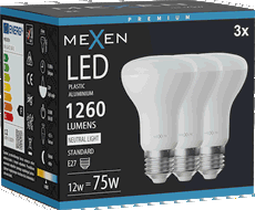 Mexen Nova 3x żarówka LED E27, R63, 12W, Neutralna - 4000K, 1260 lm - L104-E27-1240-01x03