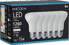 Mexen Nova 6x żarówka LED E27, R63, 12W, Neutralna - 4000K, 1260 lm - L104-E27-1240-01x06