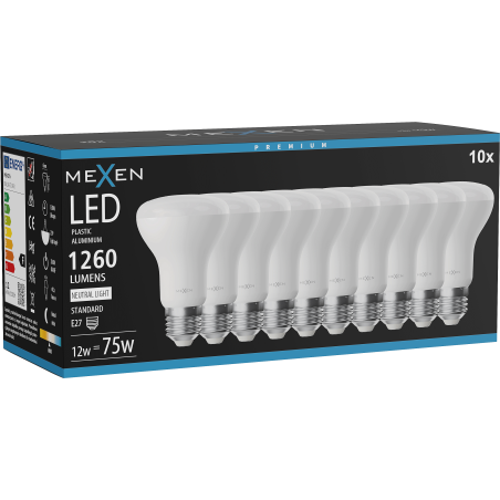 Mexen Nova 10x Lampadina LED E27, R63, 12W, Neutra - 4000K, 1260 lm - L104-E27-1240-01x10