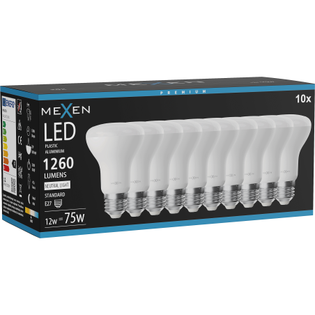 Mexen Nova 10x LED spuldze E27, R63, 12W, Neitrāla - 4000K, 1260 lm - L104-E27-1240-01x10
