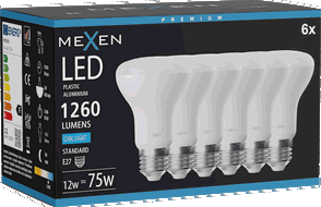 Mexen Nova 6x żarówka LED E27, R63, 12W, Zimna - 6500K, 1260 lm - L104-E27-1265-01x06