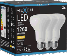 Mexen Nova 3x LED-lamppu E27, R80, 12W, Lämmin - 3000K, 1260 lm - L105-E27-1230-01x03