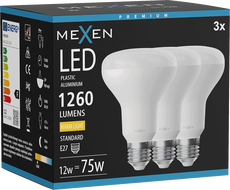Mexen Nova 3x LED-Luucht E27, R80, 12W, Warm - 3000K, 1260 lm - L105-E27-1230-01x03