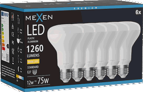 Mexen Nova 6x żarówka LED E27, R80, 12W, Ciepła - 3000K, 1260 lm - L105-E27-1230-01x06
