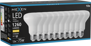 Mexen Nova 10x LED-pirn E27, R80, 12W, Soe - 3000K, 1260 lm - L105-E27-1230-01x10