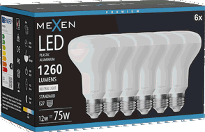 Mexen Nova 6x żarówka LED E27, R80, 12W, Neutralna - 4000K, 1260 lm - L105-E27-1240-01x06