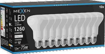 Mexen Nova 10x LED-lamppu E27, R80, 12W, Neutraali - 4000K, 1260 lm - L105-E27-1240-01x10