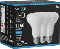 Mexen Nova 3x LED Lambipirn E27, R80, 12W, Külm - 6500K, 1260 lm - L105-E27-1265-01x03