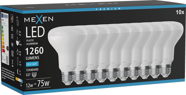 Mexen Nova 10x LED spuldze E27, R80, 12W, Auksts - 6500K, 1260 lm - L105-E27-1265-01x10
