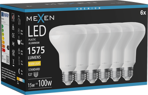 Mexen Nova 6x LED-lamp E27, R80, 15W, Soe - 3000K, 1575 lm - L105-E27-1530-01x06