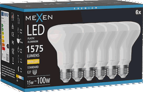 Mexen Nova 6x żarówka LED E27, R80, 15W, Ciepła - 3000K, 1575 lm - L105-E27-1530-01x06