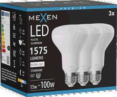 Mexen Nova 3x LED Lamp E27, R80, 15W, Neutraal - 4000K, 1575 lm - L105-E27-1540-01x03