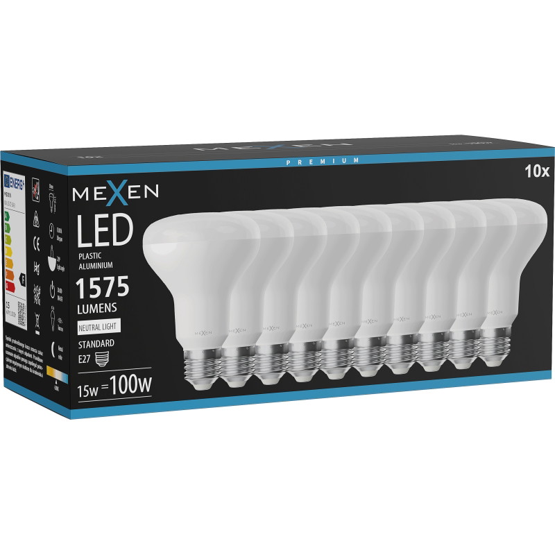 Mexen Nova 10x Lampadina LED E27, R80, 15W, Neutra - 4000K, 1575 lm - L105-E27-1540-01x10